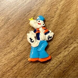 Rare Collectible Vintage Popeye The Sailor Cartoon Pin Brooch 80’s Hand Painted